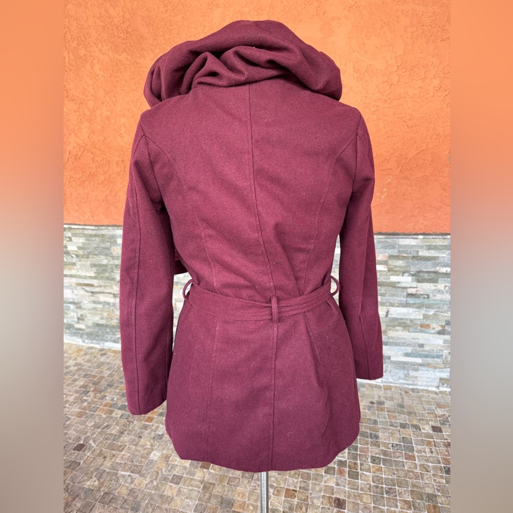 Metaphor Burgundy Hooded Coat - Picture 2 of 5